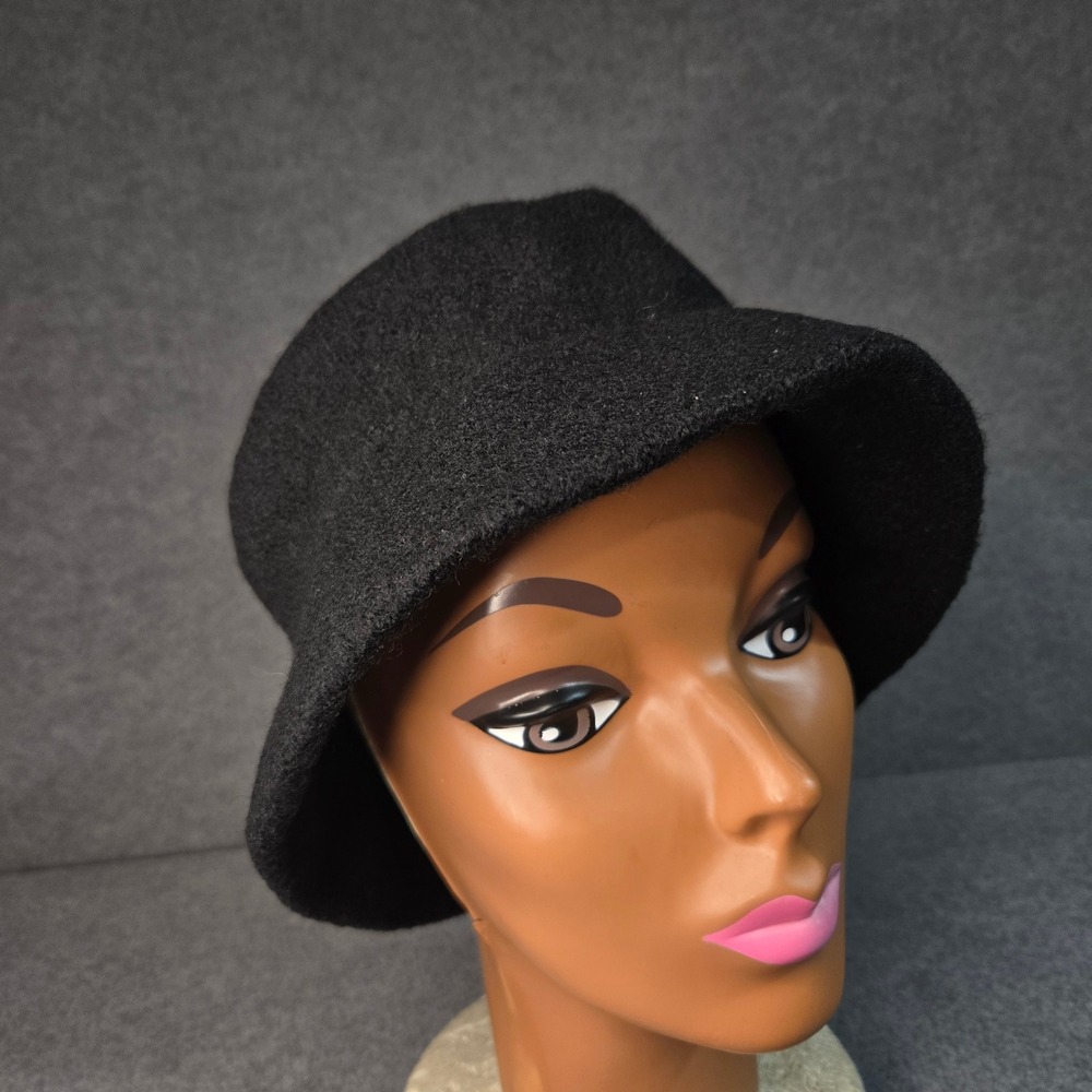 Betmar New York Black 100% Wool Bucket Hat Cloche Wool Winter Mid-century Modern